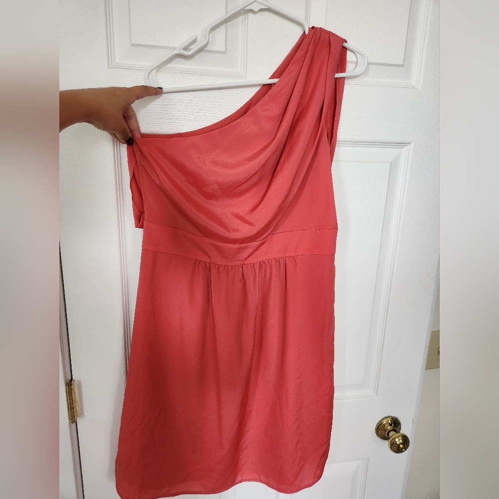 Vince Camuto one shoulder coral pink cocktail dress sz 12